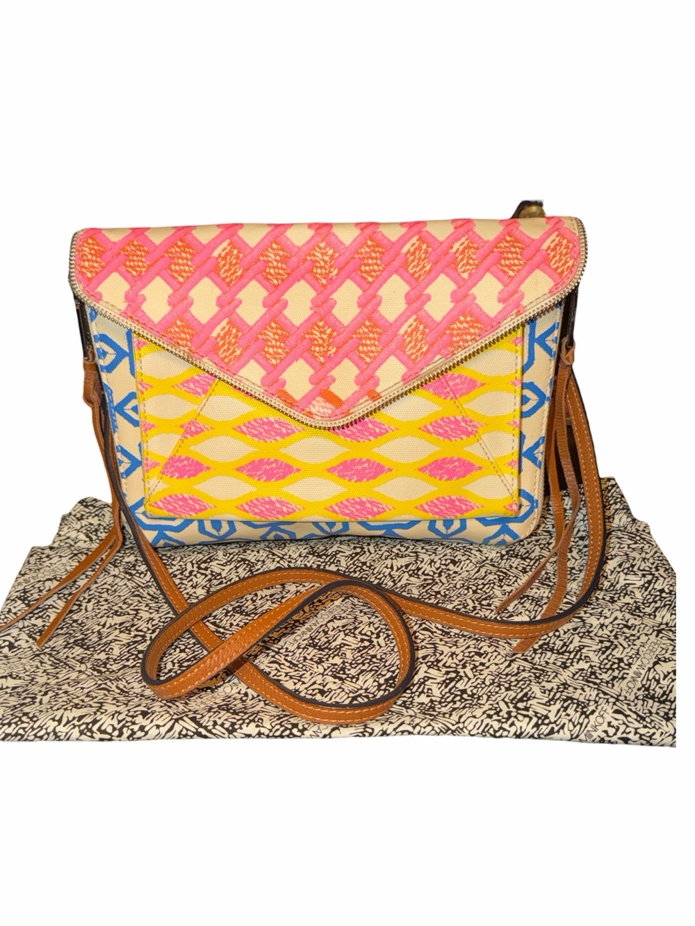 Rebecca Minkoff Geometric Tribal Print Envelope Crossbody Bag + Dust Bag
